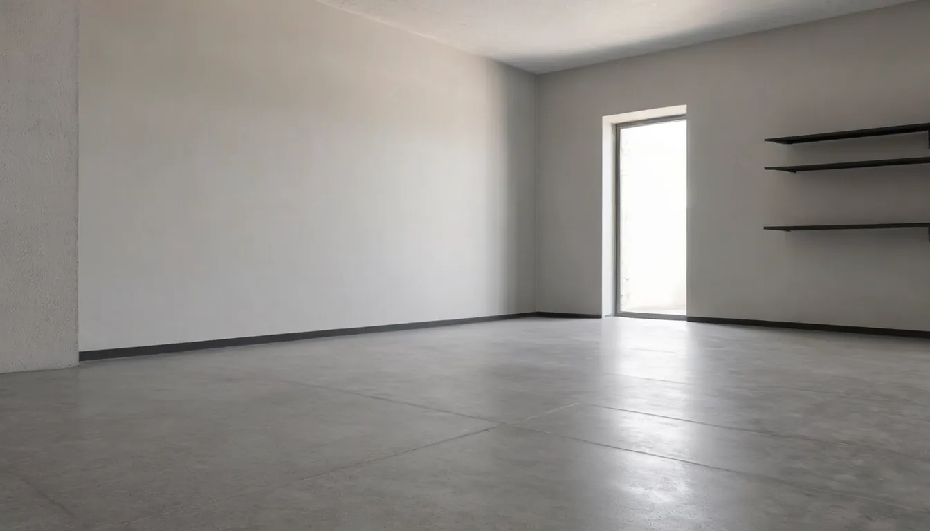 A freshly coated concrete floor in a bright home basement in Godfrey