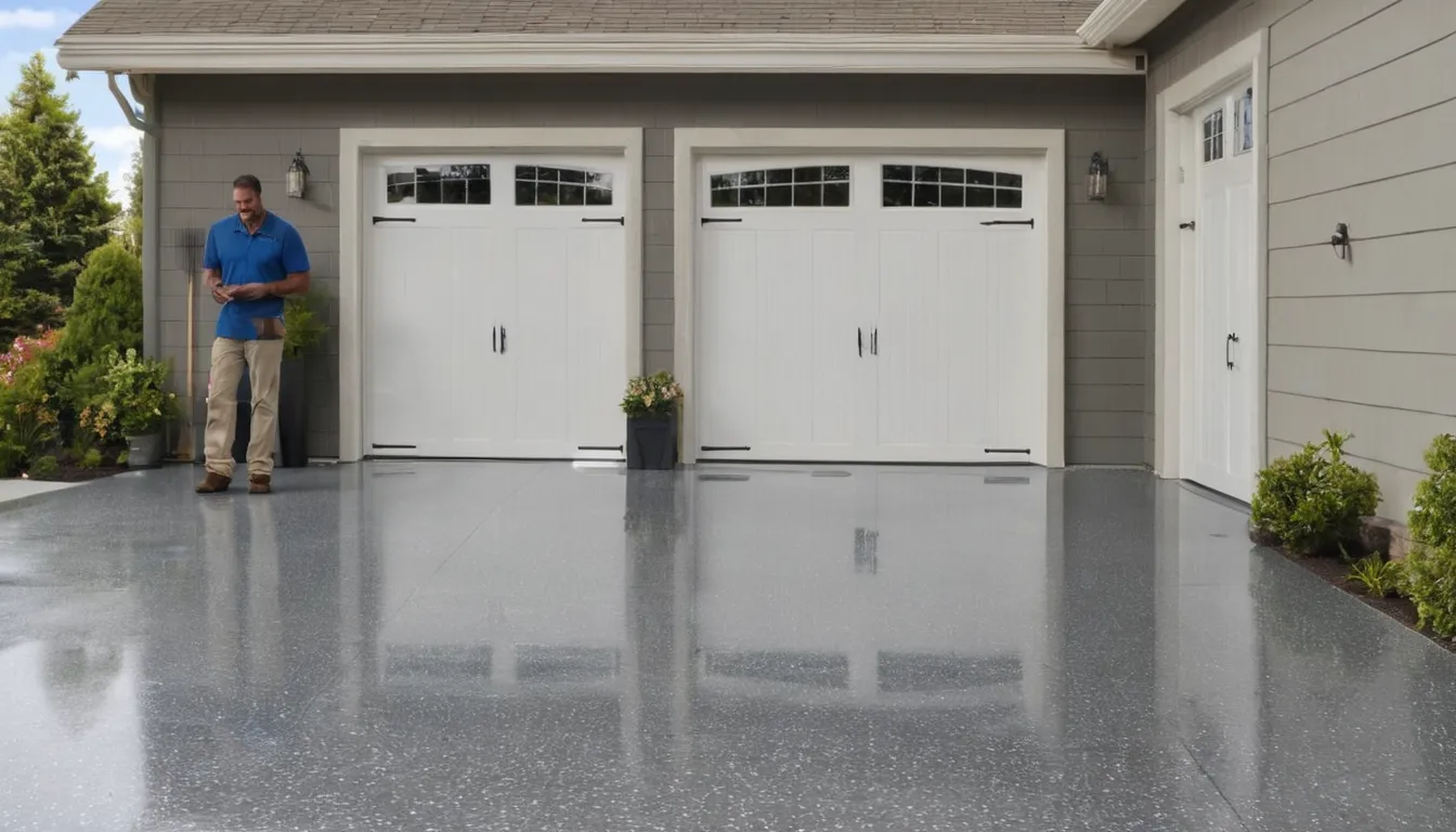 Homeowner and a local provider looking over a freshly coated epoxy garage floor in Godfrey